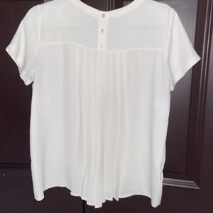 Loft petite white pleated blouse